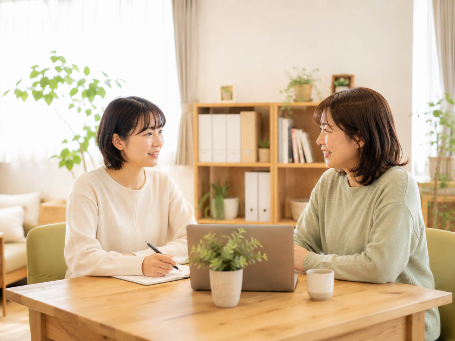 支援員と相談している様子